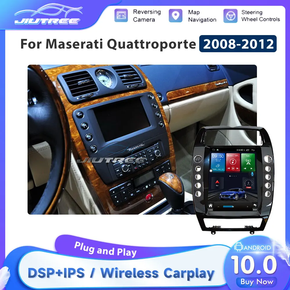 

Мультимедийный экран Tesla для Maserati Quattroporte 2008 - 2012 Android 10, автомобильное радио, GPS-навигация, видеоплеер Carplay, стерео