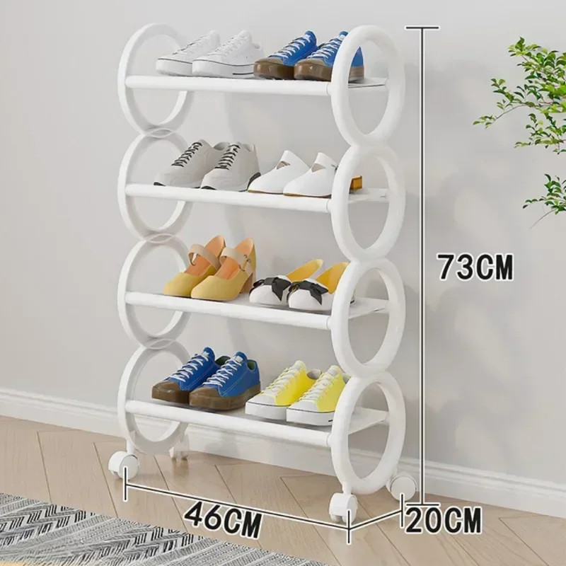 Metal Shoe Rack Simple and Modern Sturdy and Stable Wheels Storage Rack Multilayer Large Capacity Shoes Cabinet Easy To Assemble