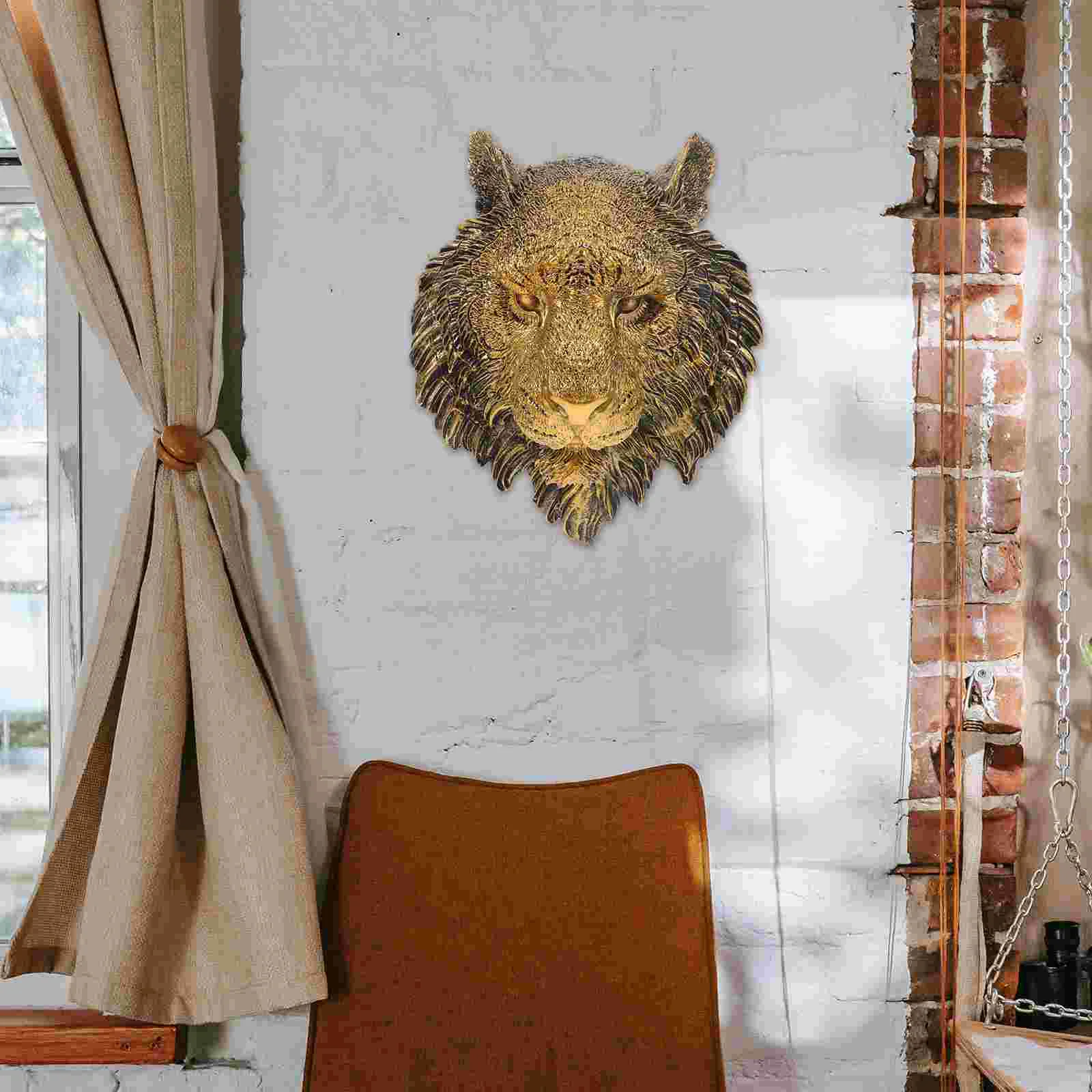 

Decorate Wall Hanging Decorations Cafe Office Natural Resin Tiger Head Sculpture