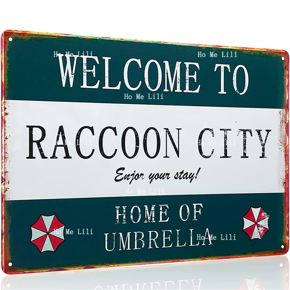 Retro Resident Bem-vindo ao Raccoon City Metal Tin Sign, Casa, Caverna,  Garagem, Bar, Decoração da Parede - AliExpress, image size:1000x1000
