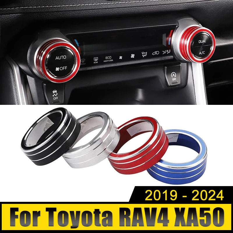 

For Toyota RAV4 XA50 2019 2020 2021 2022 2023 2024 Hybrid Aluminum Car AC Climate Control Switch Knob Button Ring Trim Cover