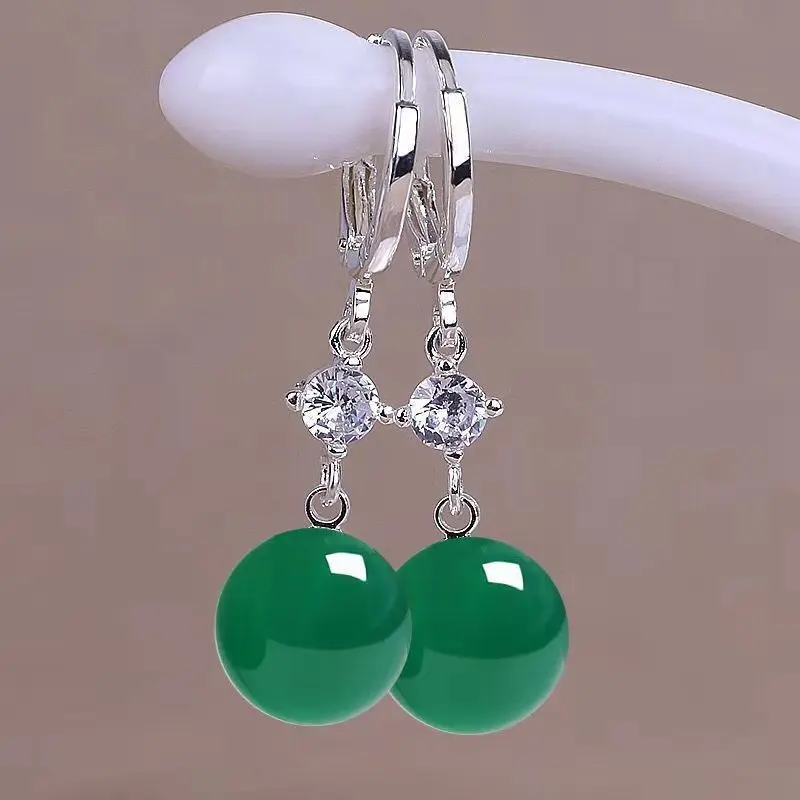 

Серьги-капельки из натурального зеленого халцедона ручной работы, модные ювелирные изделия из бутика, серьги для мужчин и женщин, подарочны...