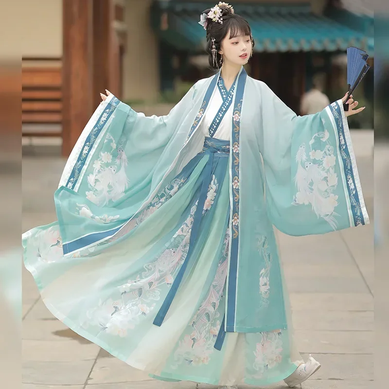 

Женский костюм Hanfu, элегантный традиционный китайский стиль, платье принцессы ханьфу, костюм Тан в старинном фольклорном стиле, Сказочная одежда для выступлений