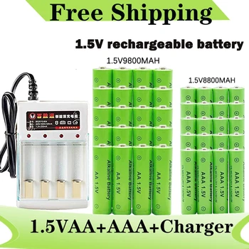 정품 충전식 배터리, 무료 배송, 1.5V AA9800MAH + AAA8800MAH