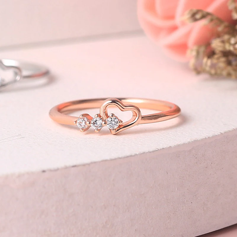 ZHOUYANG Ringe Für Frauen Schmuck Einfache Nette Liebe Herz CZ Rose Gold Farbe Hochzeit Braut Geschenk Mode Schmuck Großhandel R210