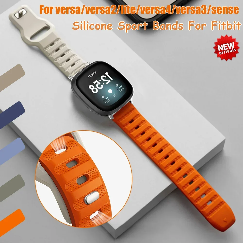 Sport Silicone Strap For Fitbit Versa 2 Lite Strap Smart Watch Band Soft Bracelet For Fitbit Versa4 3 Sense Replace Accessories