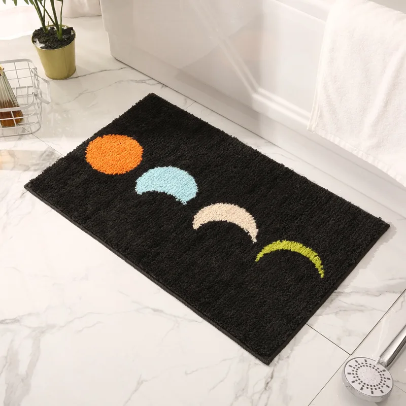 

Simple Colorful Moon Pattern Bathroom Mat Soft Anti-Slip TPR Bottom Floor Carpet 3 Sizes Hallway Shower Room Thicken Bath Mat