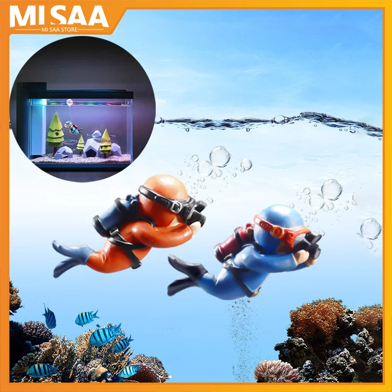 Resina Frogman Ornamenti Per Acquari Personalità Paesaggistica Decorazione Luminosa Acquario Acquario Accessori Per Acquari Ornamenti