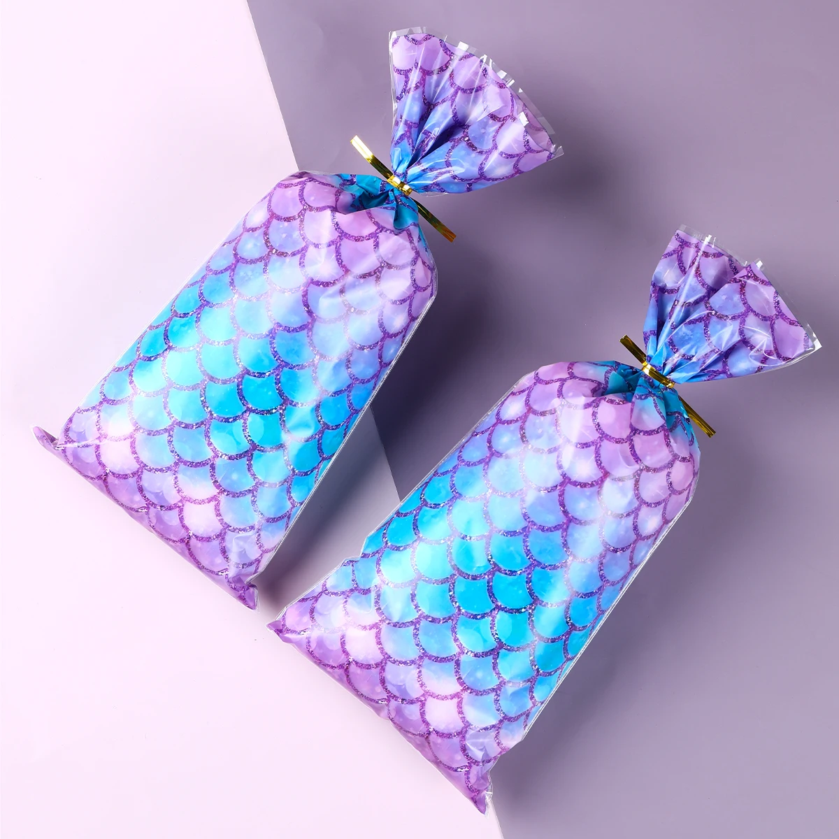 25/50Pcs Mermaid Candy Bags for Birthday Decor Mermaid Scales Cookies Gift Bag Packaging Supplies Girls Mermaid Party Decoration