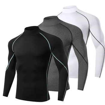 Men Running T shirt Quick Dry Bodybuilding Sport Shirt Long Sleeve Compression Top Fitness Tight Rashgard Gym T-Shirt Men 1