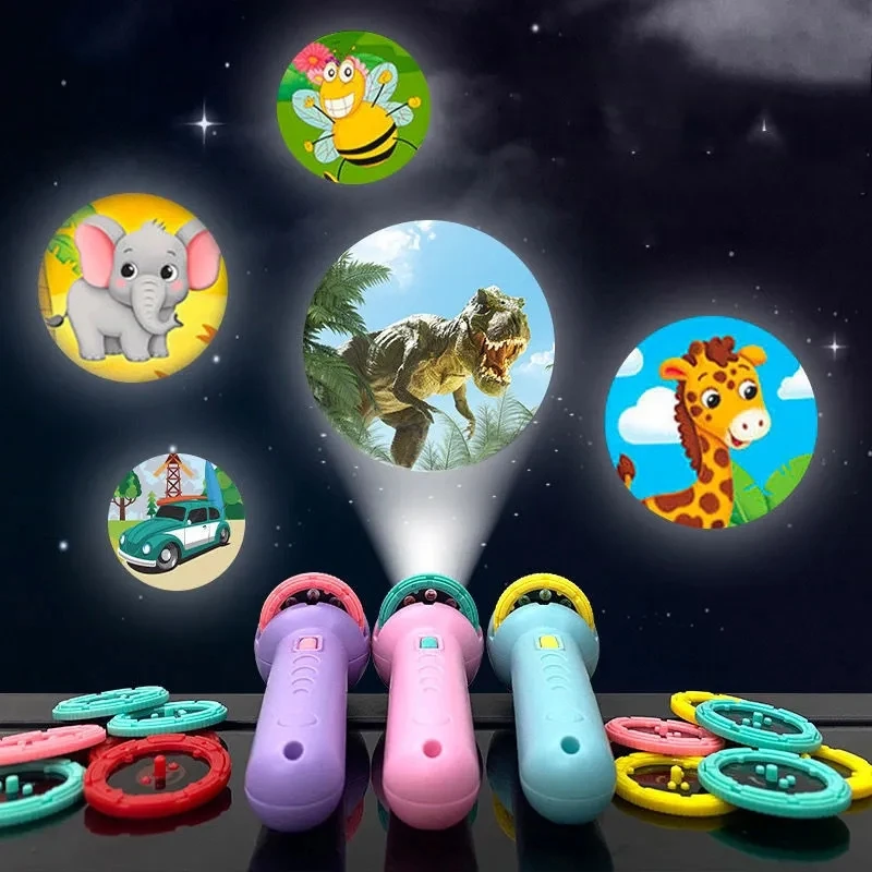 Children's Novelty Small Toy Luminous Projection Flashlight Baby Early Education Cartoon Fun Pattern Kaleidoscope  Holiday Gift