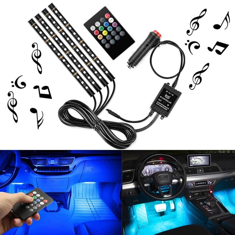 Rgb Car Led Music Atmosphere Light Automotive Interior Lamp Lighting Adjustabl Auto Rhythm Light