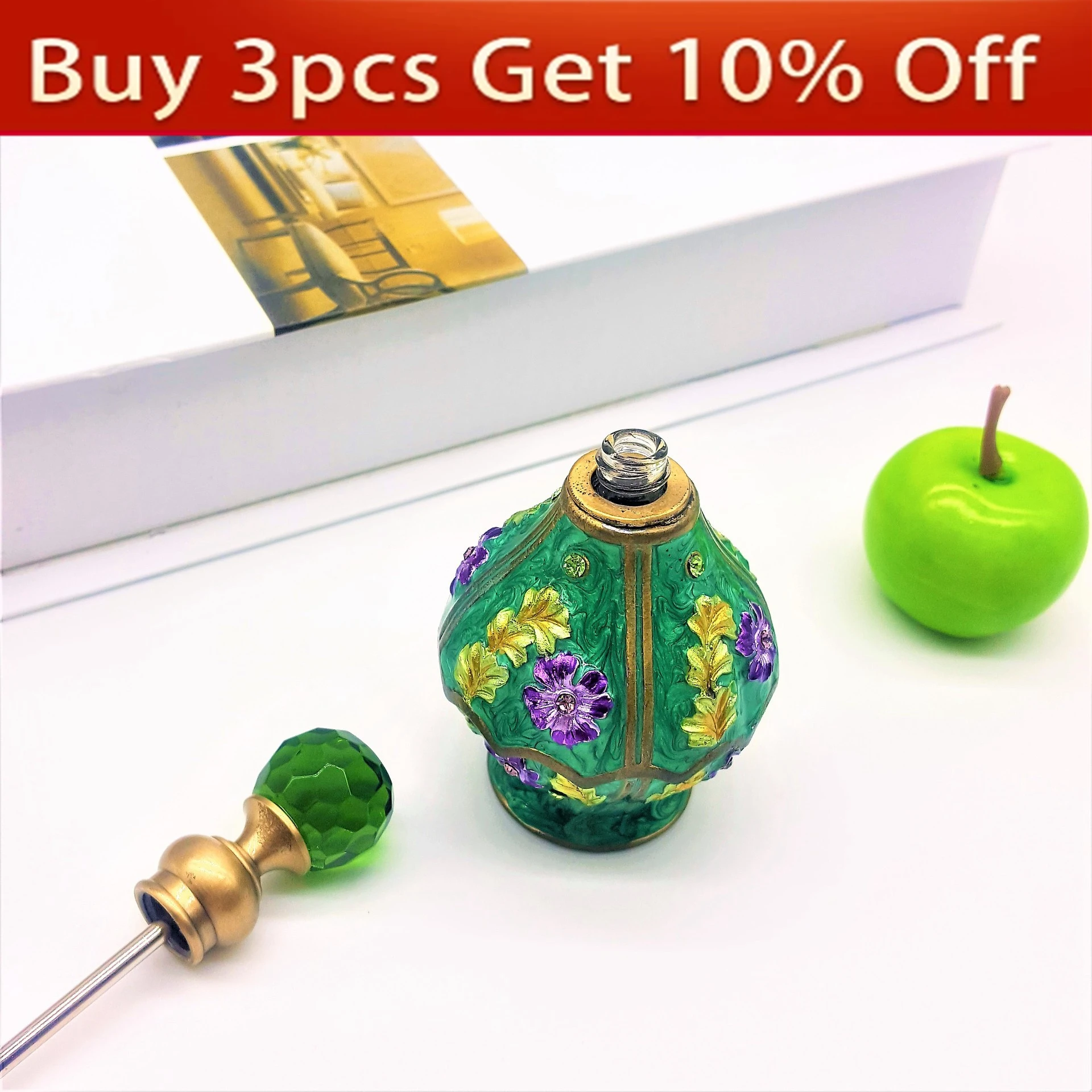 Dubai luxury enamelled alloy perfume bottle with essential oils Arabian Middle Eastern style empty bottle middle eastern arabian hookah ktv complete chicha shisha accessory water pipe for smoking narghile full set luxury hookah