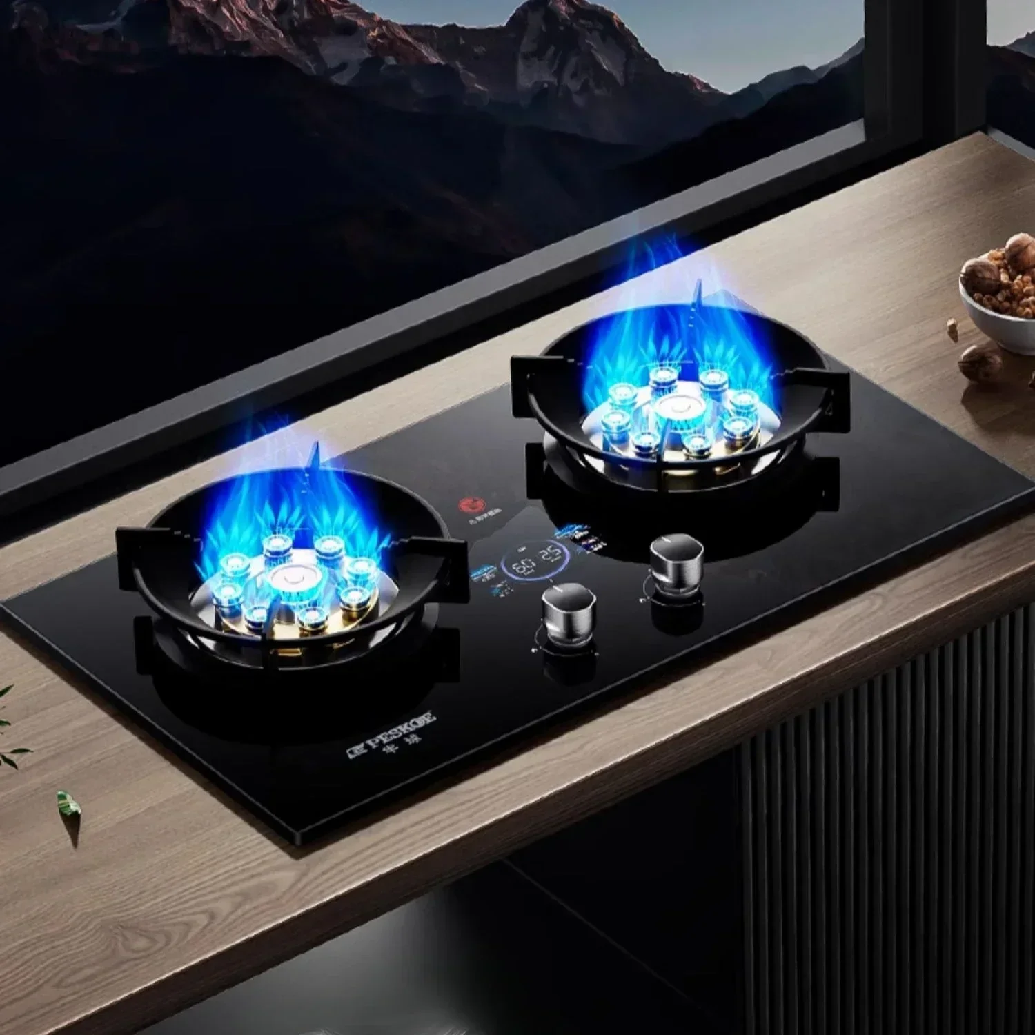 Household gas double stove. Embedded/desktop. Natural gas/liquefied gas. Energy-saving. Efficient cooking. 2