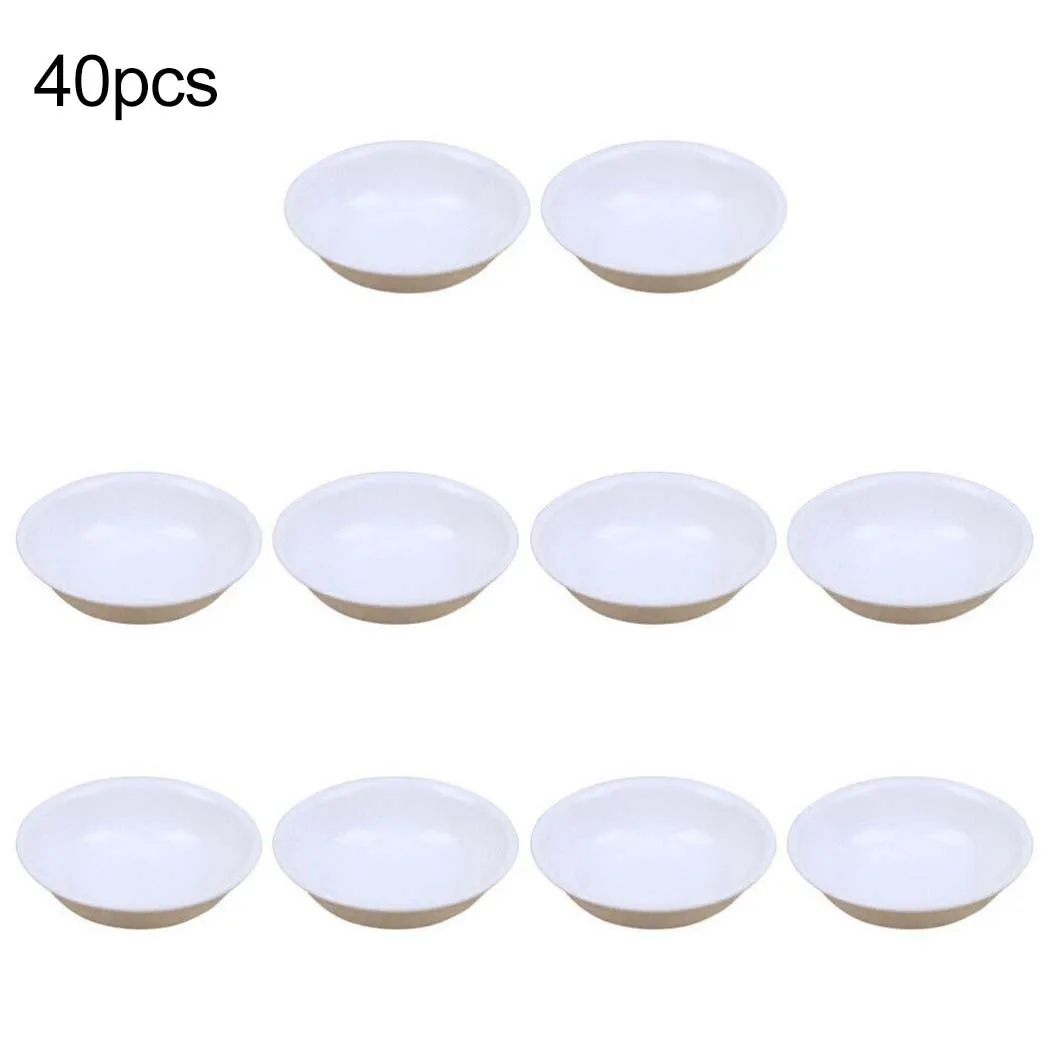 

40pcs White Plastic Seasoning Dishes Sushi Dipping Bowl Vinegar Spice Sauce Dishes Mini Appetizer Plates Saucer Kitchenware