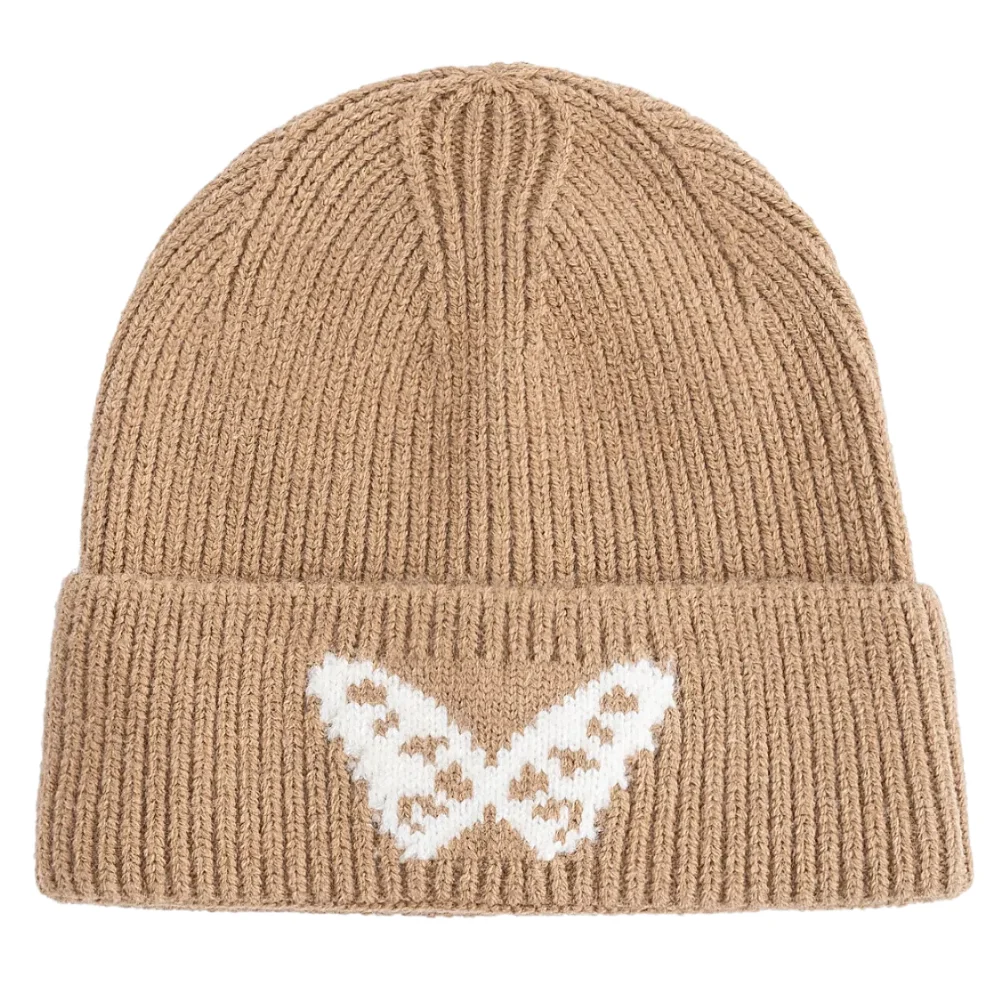 Hot Sale Butterfly Embroidery Beanie Hats Winter Warm Cap Y2K Hats For Women Solid Color Winter Knitted Girl Hats Gift