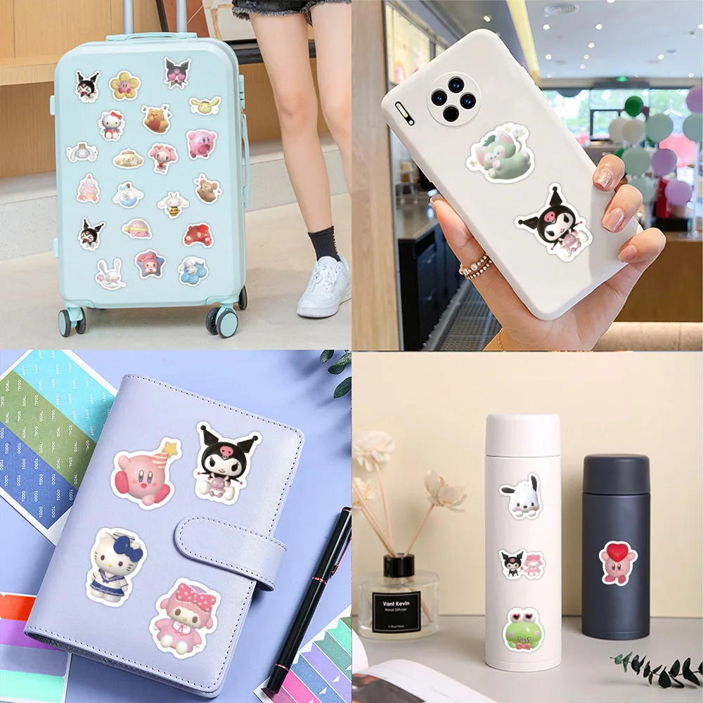 100PCS Cartoon Cute Sanrio Hello Kitty Sticker Kuromi DIY Phone Fridge Laptop Sticker Decoration Classic Toys Gift 5