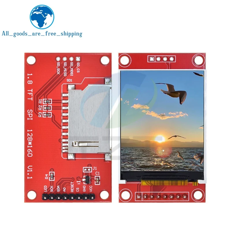 1/5PCS 1.8 인치 1.8 LCD 디스플레이 TFT 스크린 모듈 SPI 인터페이스 128*160 해상도 16BIT RGB 4 IO ST7735S 드라이버 (Arduino 용)