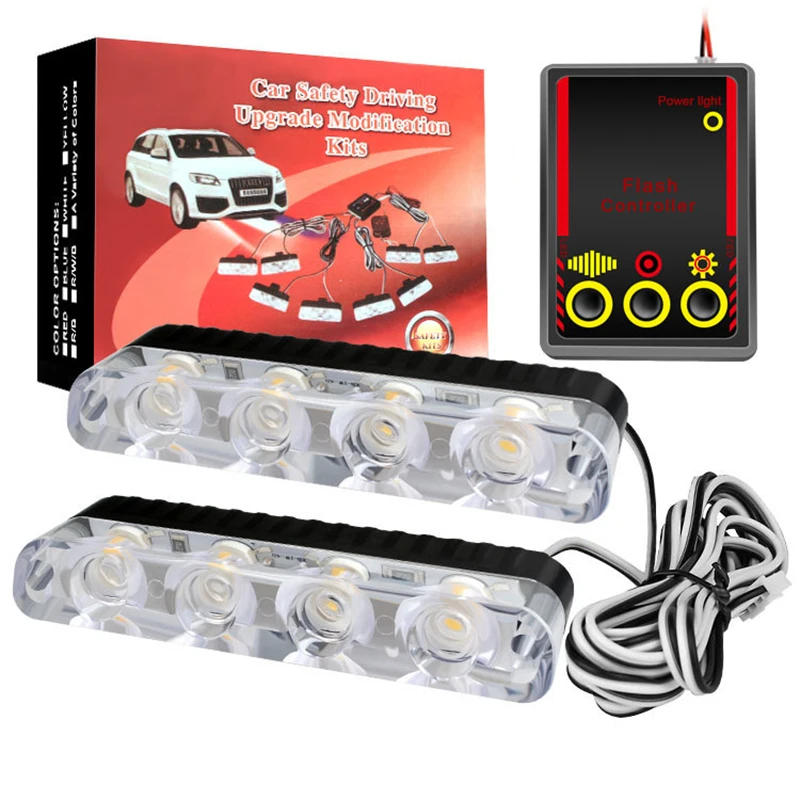 

2x4 Led Strobe Warning Police Light Automobiles 12V Car Truck Flashing Firemen Ambulance Emergency Flasher Fso Car Accessories