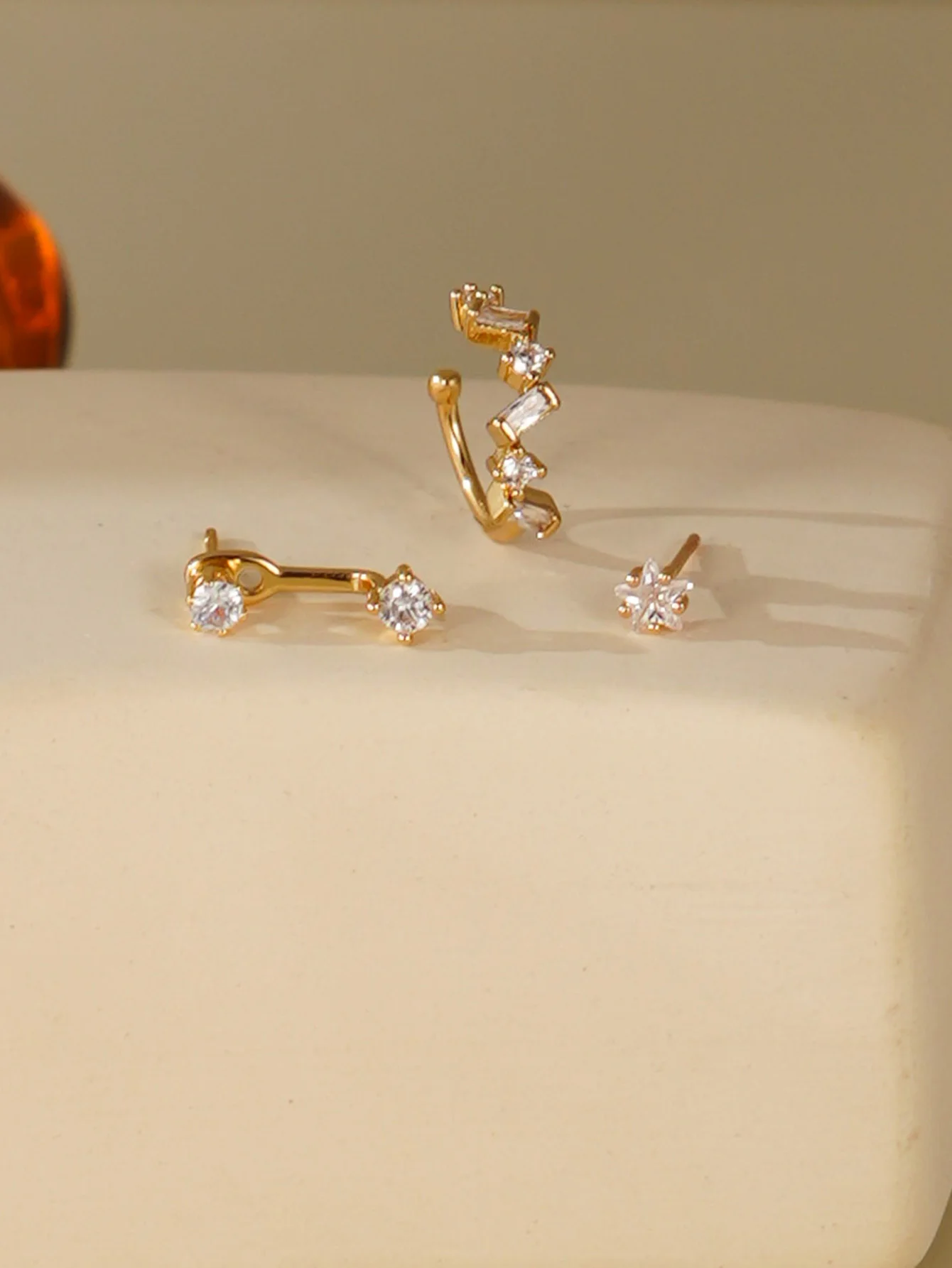 Vintage Cubic Zirconia Flower Earrings