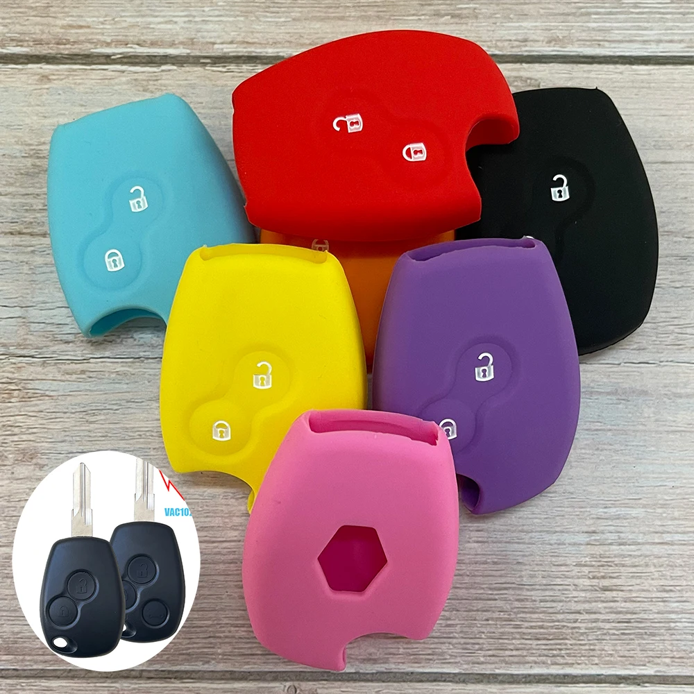 Per Renault Trafic Clio Kangoo Master Modus Twingo Duster Logan Sandero Silicone Remote Car Key Case Fob Cover 2 Pulsanti