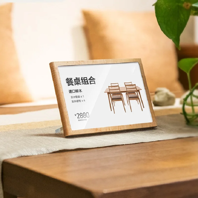 프리미엄 단단한 나무 테이블 사인 거치대, 쇼케이스 및 상품용 이름 태그 스탠드, 포토카드 거치대, 우아한 가격 표시