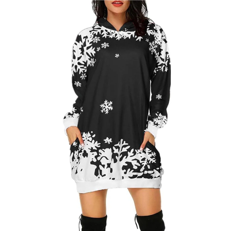 5XL Women 2022 Autumn New Fashion Snow Flowers Printing Basic Sweatshirts Vintage Hoodies Long Sleeve Female Pullovers Chic Tops 2023 summer new v neck middle sleeve lace national wind and snow textile printing fashion leisure commuting korean versatile