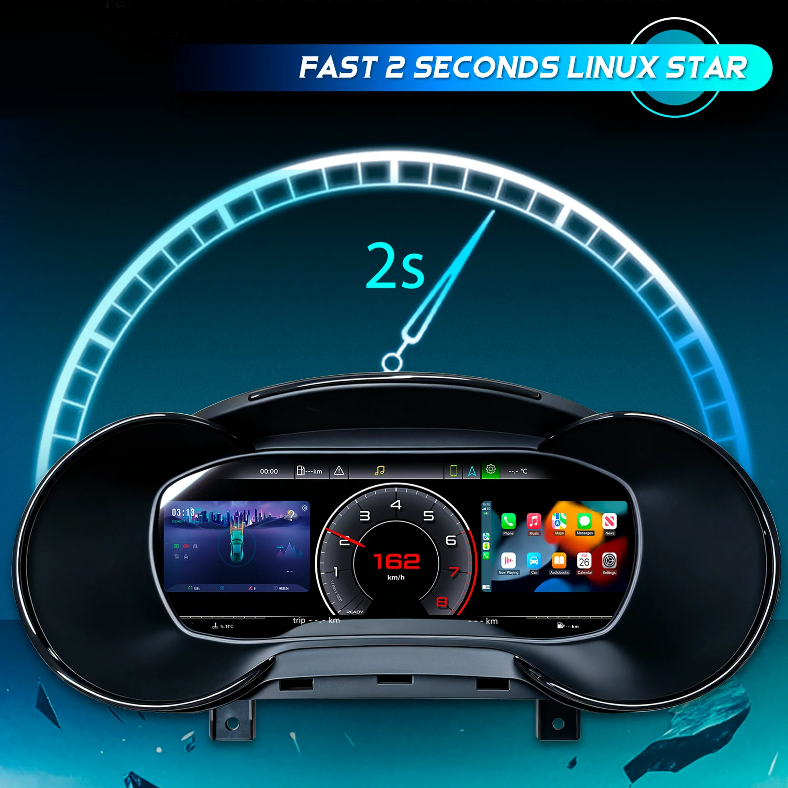 Panel de instrumentos Navicluster de 12.3'' pulgadas para Audi A6 A7 C7 años 2012-2018, panel digital compatible con Carplay, HDMI, pantalla LCD, velocímetro, cabina virtual. 3