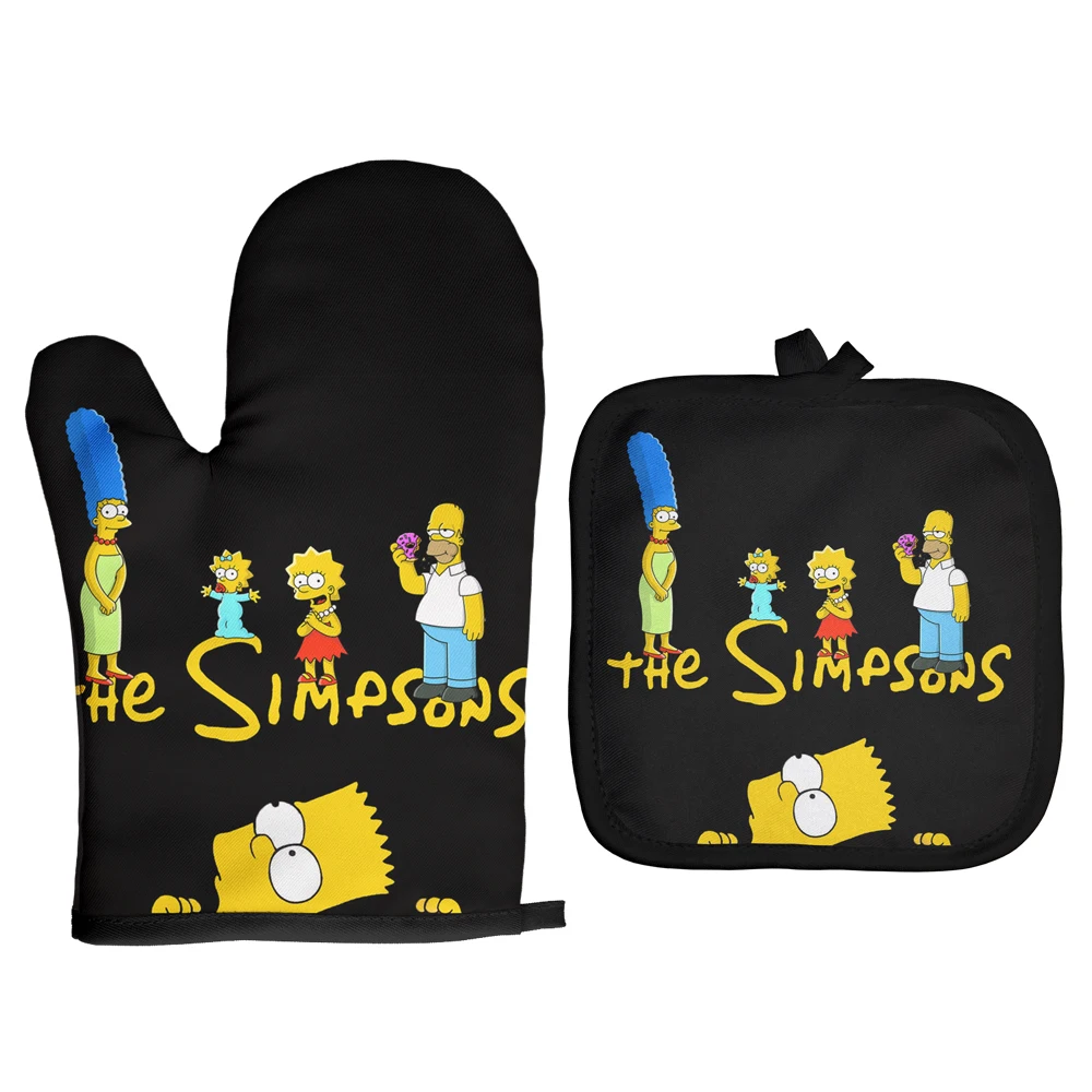 Kitchen Gloves Cartoon Characters Oven Glove Polyester Pizza Oven Mitt Bake Glouse Cooking Kitchen Tools Accessories Potholders Women