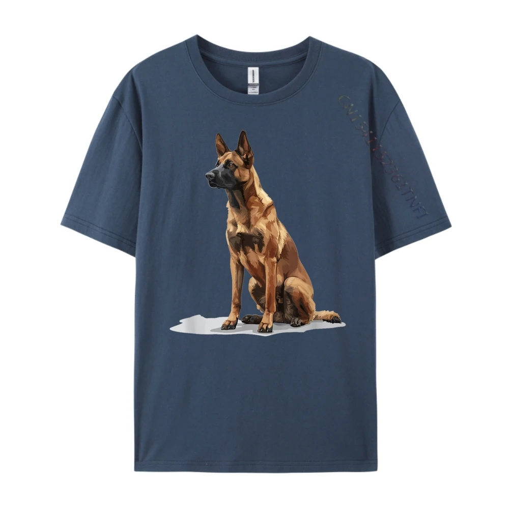 Belgian Malinois Dog Breed Graphic Tees Newest Crewneck Classic Short Sleeve Cotton Fabric Men T Shirt Geek Tee Shirts Belgian Malinois Dog Breed Graphic navy