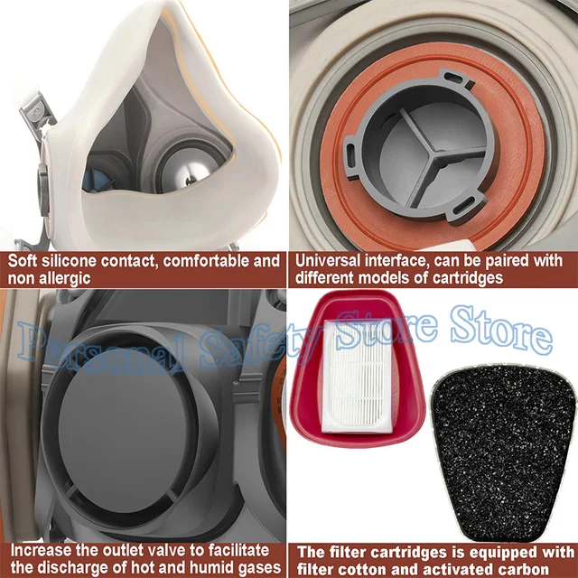 6200 Respirator Mask with Filters 60923 Half Face Cover with Anti-Fog Goggle Paint Mask for Gas/Chemicals/ Epoxy Resin/Asbestos 4