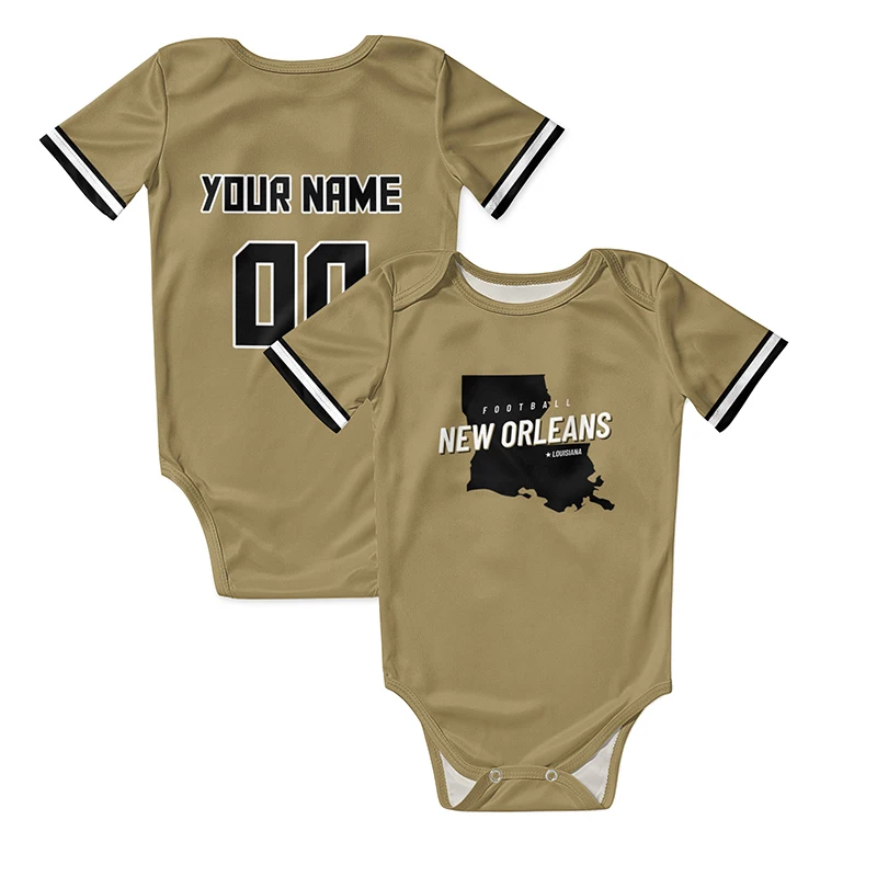 American Football Fans Newborn Clothes Baby Romper Sublimation Blanks Brown Rugby Playsuit New Born Overalls Infant Wear