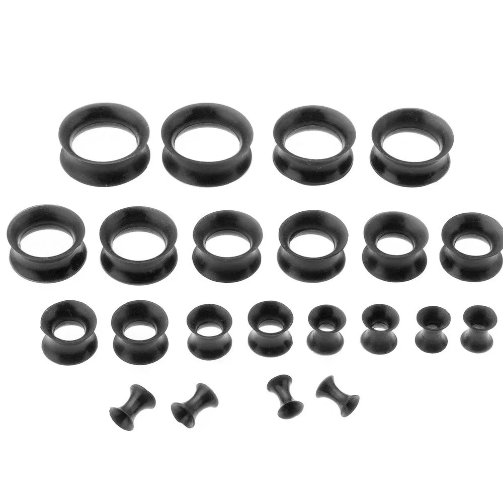 Xpircn Dunne Siliconen Oordoppen Tunnels Flexibele Oor Earlets Oor Meters Expander Brancards Dubbele Uitlopende Vlees Oor Piercing Sieraden 15 Paar, 3-25mm, Siliconen