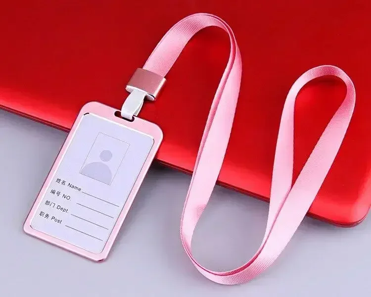 Elegant Aluminum Alloy Card Holder for Women – Business ID Badge & Credit Card Case with Lanyard