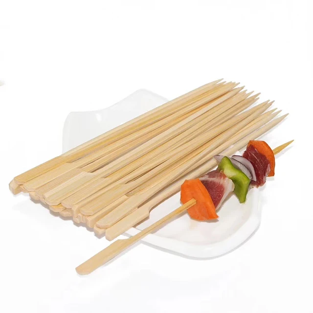 100 Pieces Of Barbecue Bamboo Skewers 9Cm And 12Cm Natural Wood
