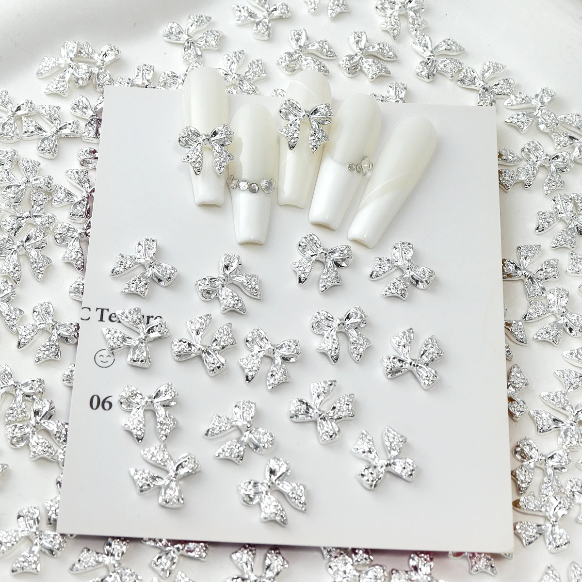 20pcs Gold Silvery Metal Ribbon Bow Nail Charms Kawaii 3D Decoration Accessories DIY Nail Art Supplies Parts 3
