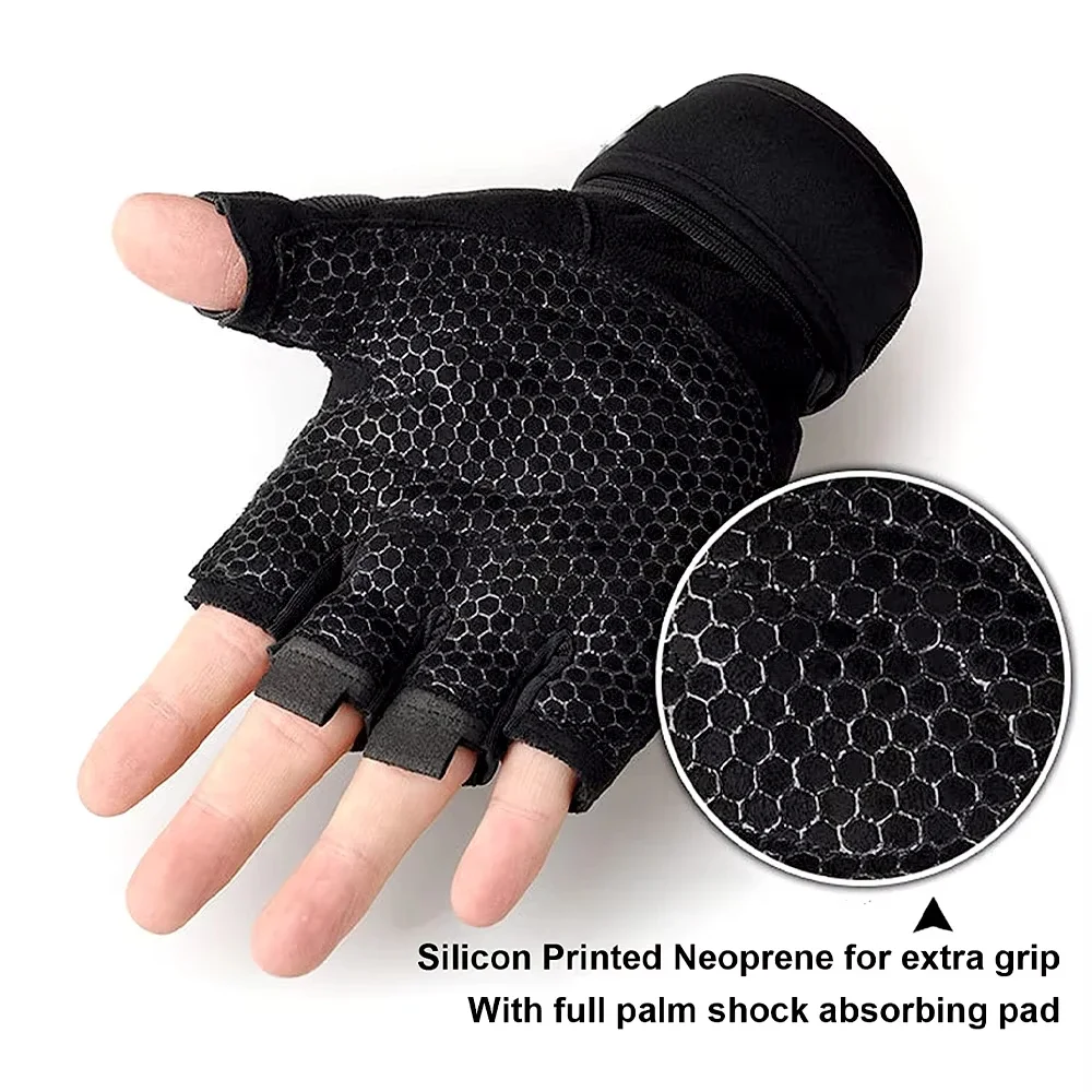 Enhanced Performance Half Finger Workout Gloves with Wrist Support for Sport & Fitness Activities