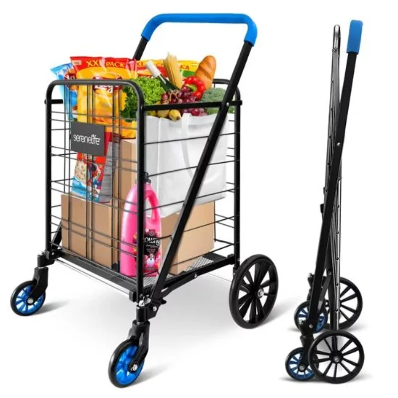 

Collapsible Utility Cart, Large 110 Lbs Capacity, Easily Foldable and Portable to Save Space,Compact Folding,Lightweight Trolley