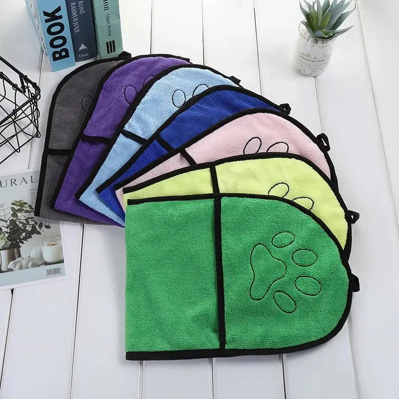 Pet Bath Towel 1pc Pet Bath Towel Ultra-Absorbent Quick Dry Soft Hand Glove Design Assorted Colors With Paw Print Pet Grooming Supplies