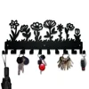 Flower Design Metal Key Holder Wall-Mounted Rack with Hooks, Elegant Storage for Coats and Keys, Stylish Wall Art and Organizer 4