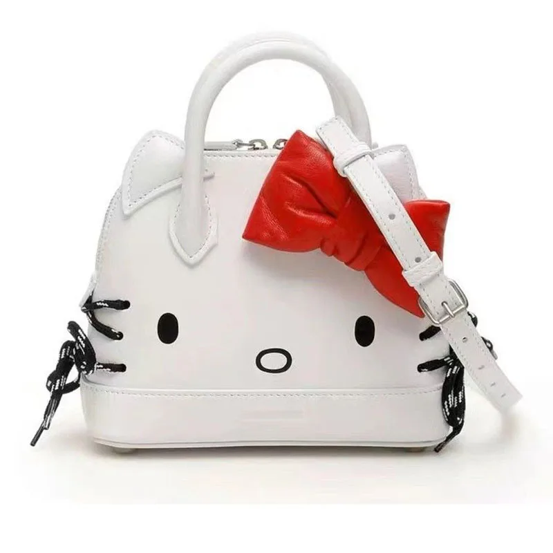 

2023 New Anime Hello Kitty Bowknot Handbag Fashion Cartoon Cute KT Cat Messenger Bag Multi Style Versatile Storage Girl Gift Toy