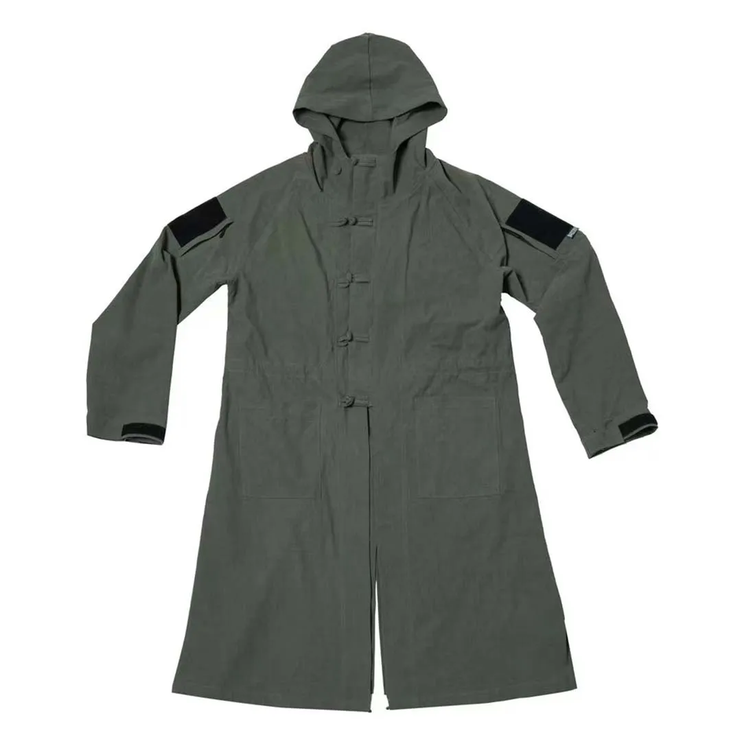 

BACRAFT Men Long Tactical Coat Training Cloak With Hood Military Hiking Airsoft Hunting Outdoor Coats Dark Green - M L