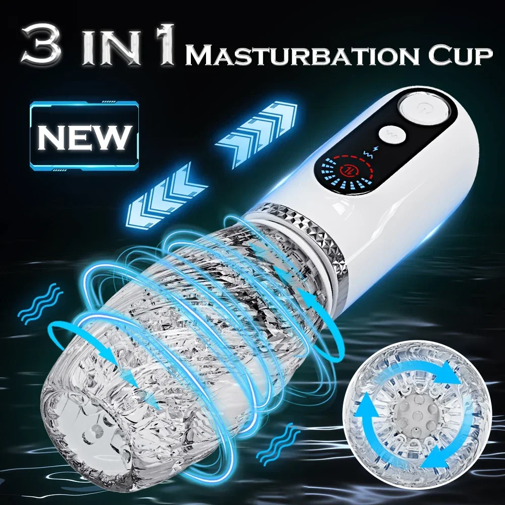 Männliche Mastur bator Tasse automatische Schub rotation rotierende vibrierende Penis pumpe Trainer Masturbation Tasse Erwachsenen Sexspielzeug für Männer Erwachsene 1