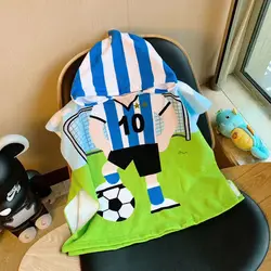 Newborn Cartoon Hooded Cotton Wrap Blanket - Cozy Baby Bath Towel & Beach Robe with Astronaut Cap Design (Football)
