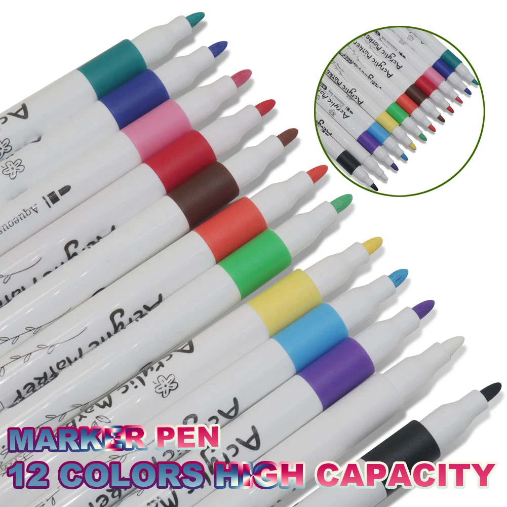 Children's Water-based Acrylic Marker Pen 12 Pcs