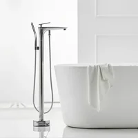 Floor Standing Bathtub Faucet Brass Bath Faucet Independent Cold and Hot Water Shower Faucet Tub Mixer Tap Handshower Mixer 1