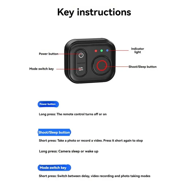 Shutter Button Remote Control Wireless Bluetooth Action Cam Shooting Controller For DJI Action6/5 Pro/4 OSMO 360