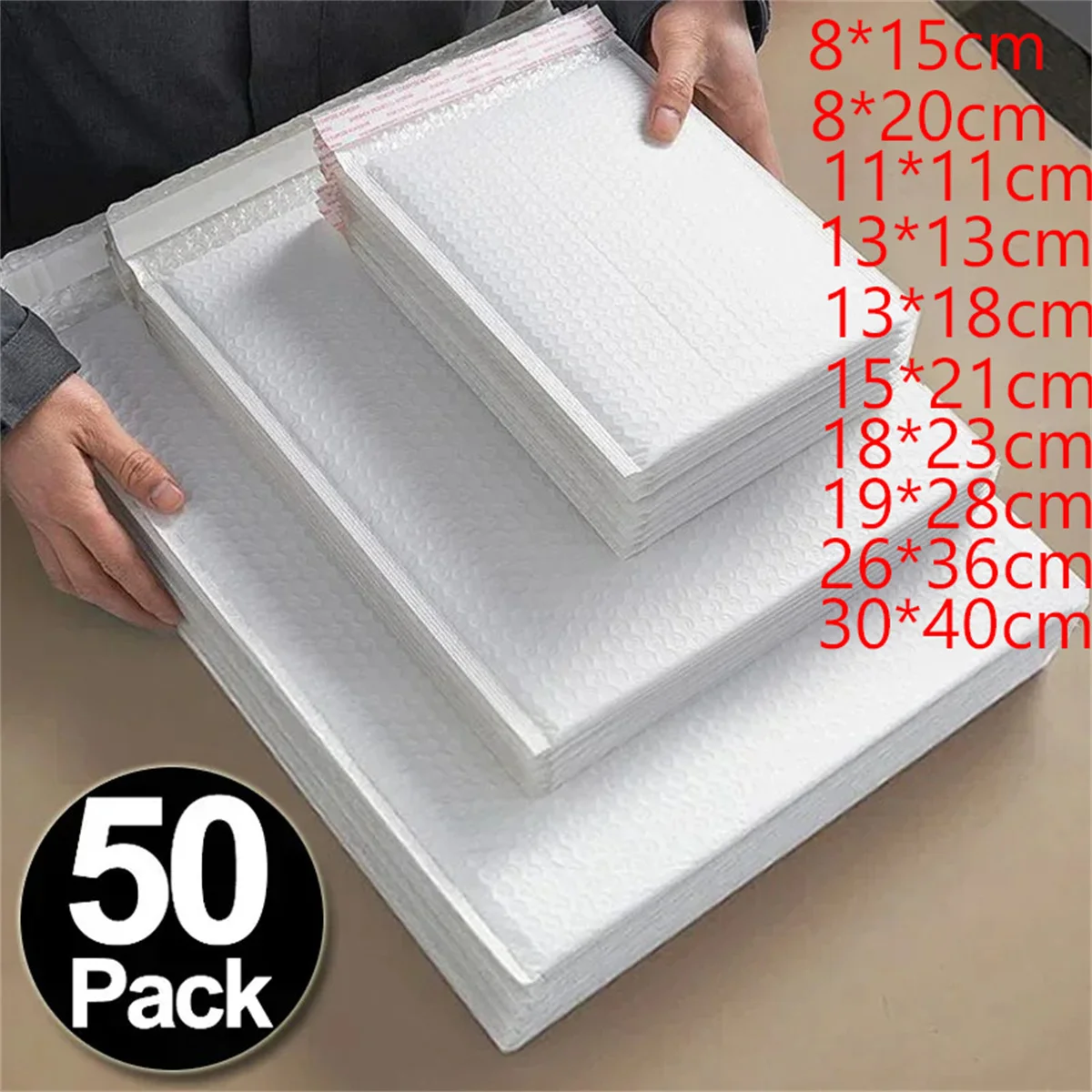 50Pcs Bubble Mailers White Poly Bubble Mailer Self Seal Padded Gift Bag Packaging Envelope Bags Book Shipping Package Bag