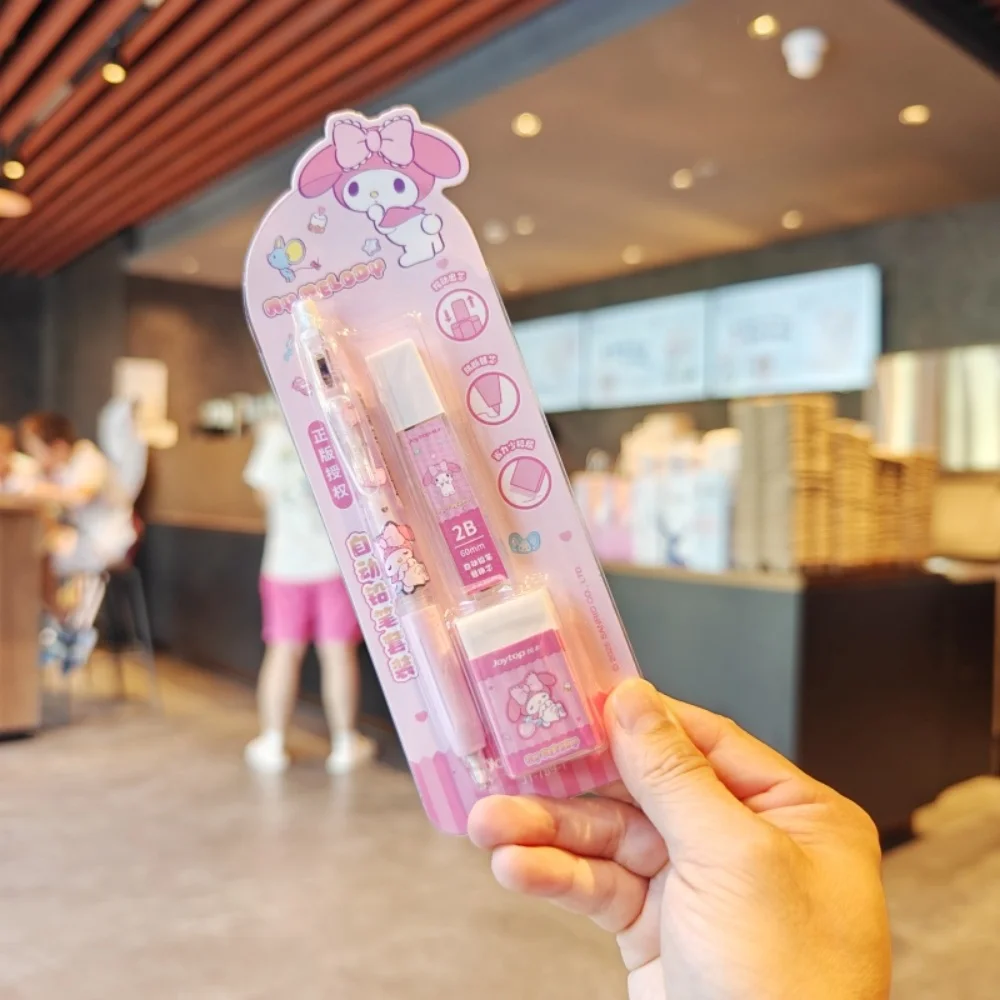 Sanrio Hello Kitty 0.5mm Mechanical Pen Set Kuromi Melody Stationery Refill Lead Automatic Pen Wholesale Students Girls Gifts
