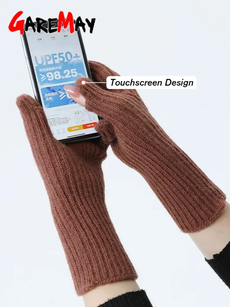 Warm Gloves Women's Autumn Winter Elegant Warm Touchscreen Casual Long Vintage Knitted Outdoor warm gloves